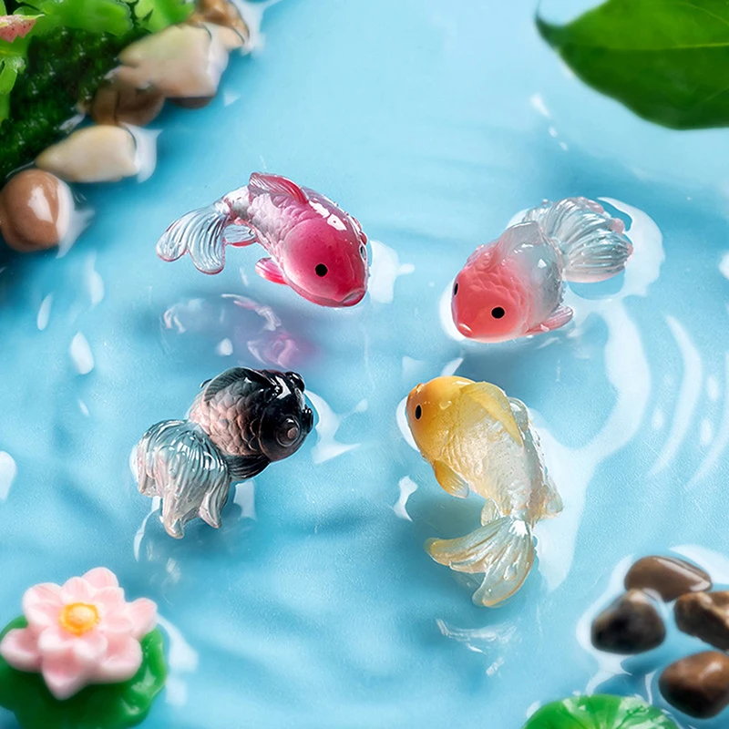 1PC Micro Landscape Creative Cute Lucky Koi Fish Ornament Drip Gel Mini Fish Statue Ornaments Goldfish Gifts Desktop Jewelry