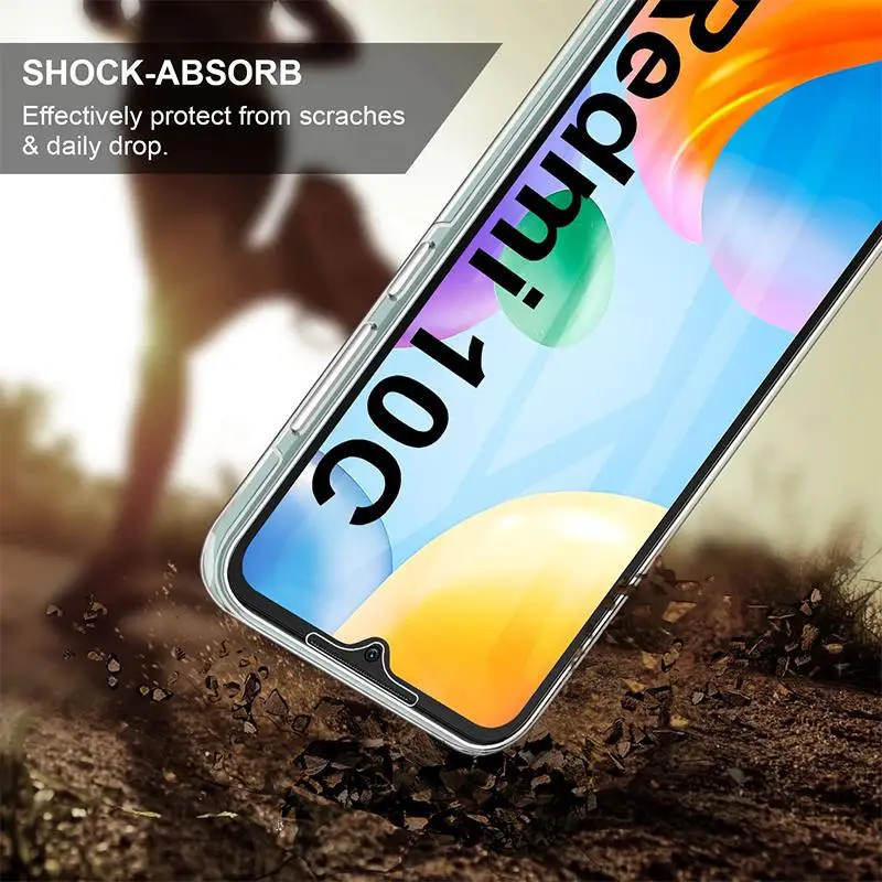 360 Full Cover TPU+PC Phone Case For Xiaomi Redmi 10C Anti-Yellowing Clear Front Back Full Body Protective Cover For Redmi 10C