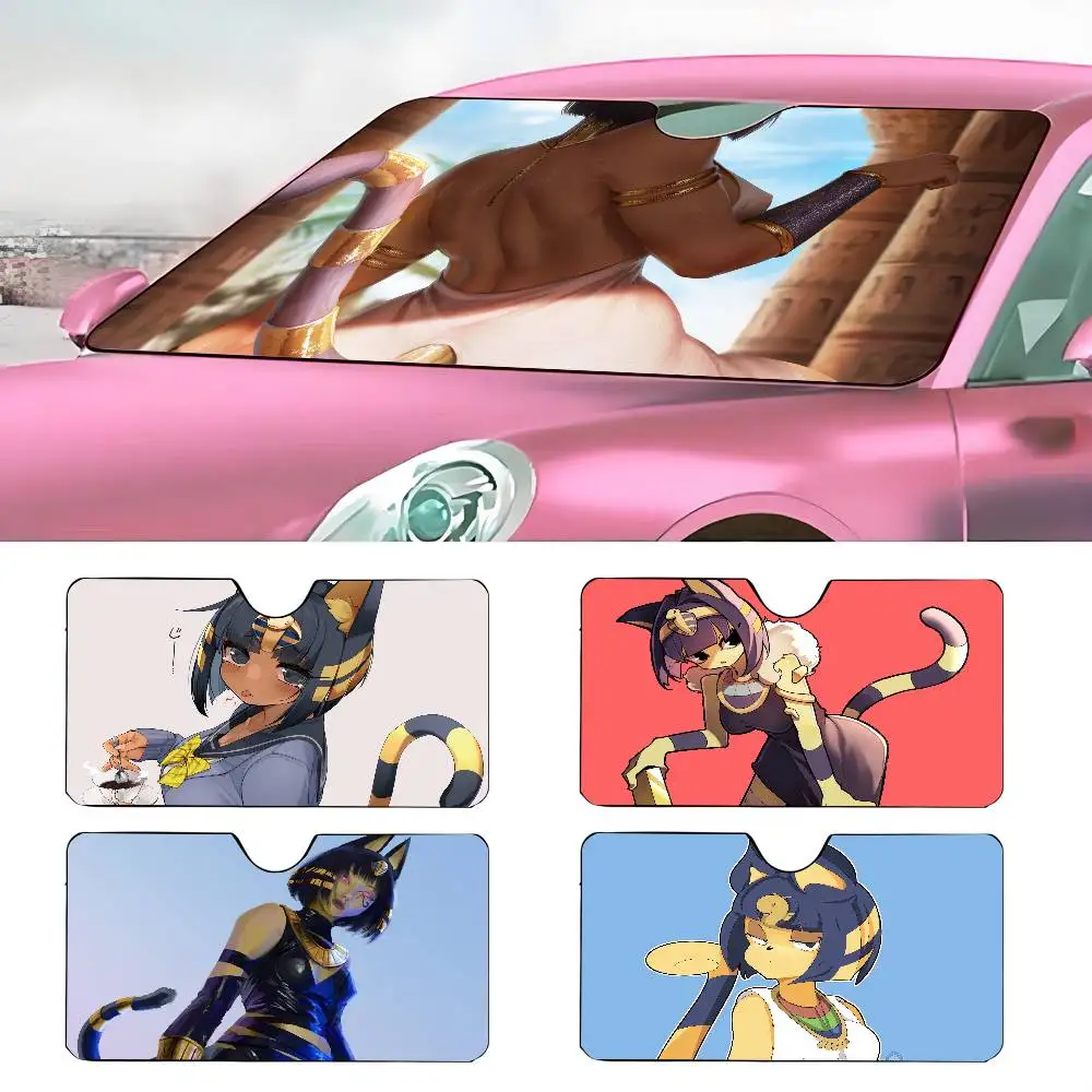 

Hot cartoon egyptian cat Car SunShade Parasol Car Windshield Sun Shade UV Protection and Interior Cooler