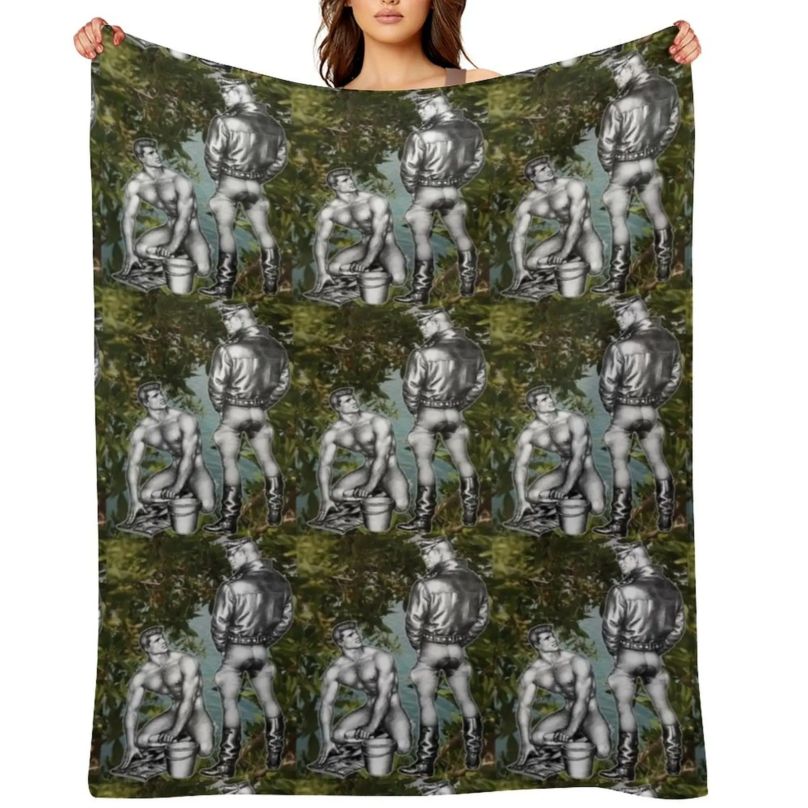 

Tom of Finland Riverside Physique Pictorial Throw Blanket Single Furrys Multi-Purpose Thermal Blankets