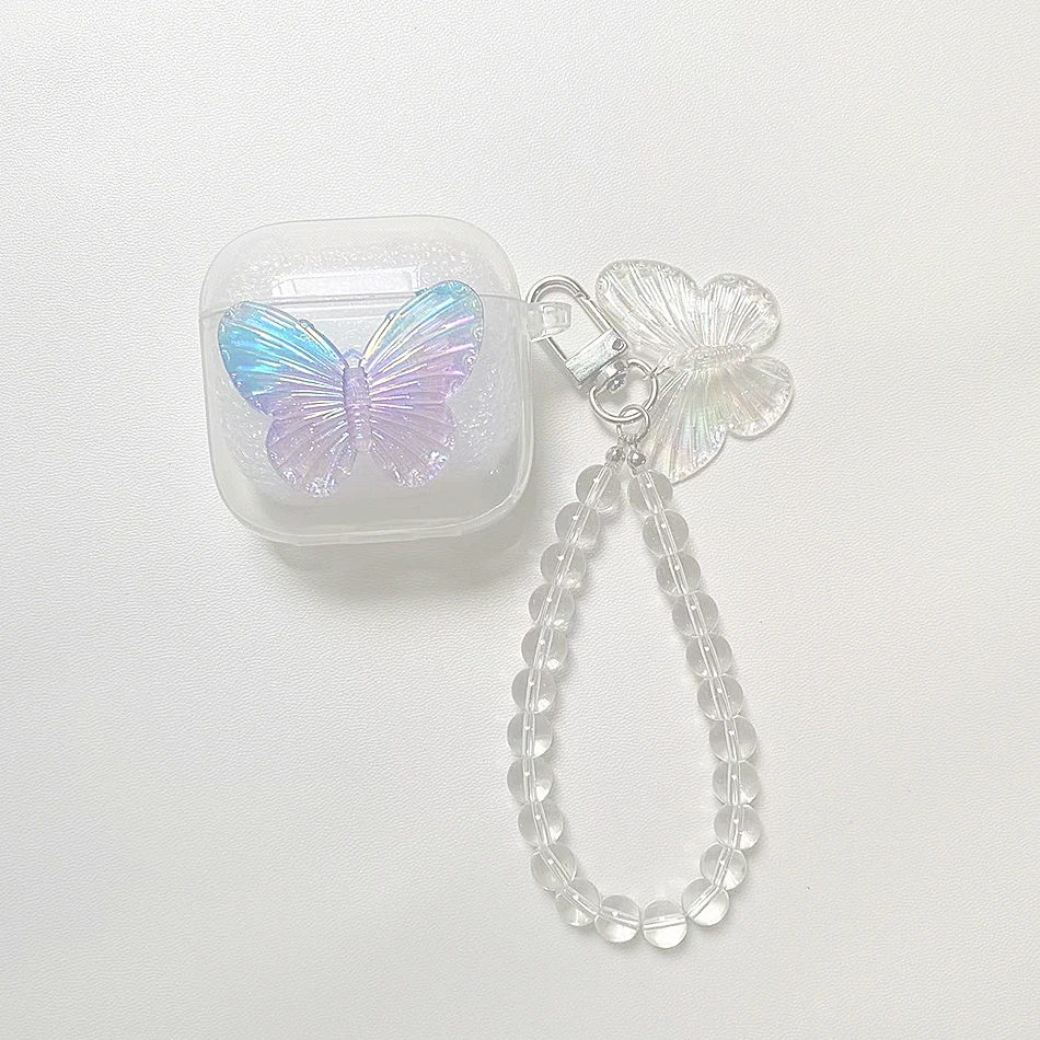 Inpods i12 i11 i10 i9s حافظة فاخرة كريستال الفراشة كيشاين شل سيليكون بولي يوريثان واضح سماعة غطاء