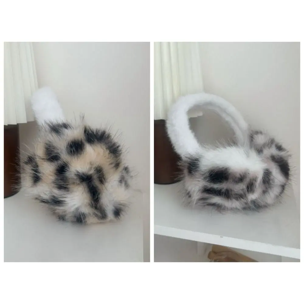 Novo portátil inverno quente earmuffs leopardo impressão macio pelúcia orelha mais quente dobrável orelha-muffs ao ar livre