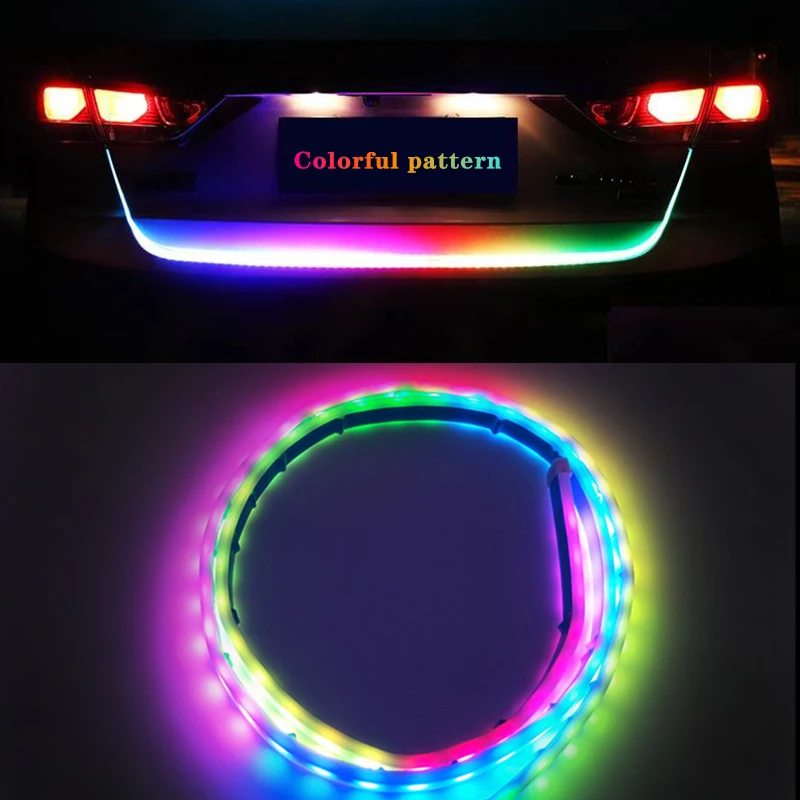 Multicolor Turn Signal Flow Trunk 120cm Strip Light Tailgate Luggage 12V Car Rear Lamp Dynamic Streamer RGB Led Strips For Car