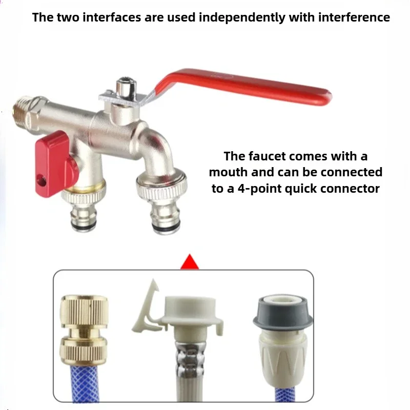 สวนน้ําก๊อกน้ําเทปคีย์ 1/2 ''3/4'' 1 Inlet 2 Outlet Bibcock Dual หัวนมน้ํา Splitter Connector TAP วาล์ว Waterstop