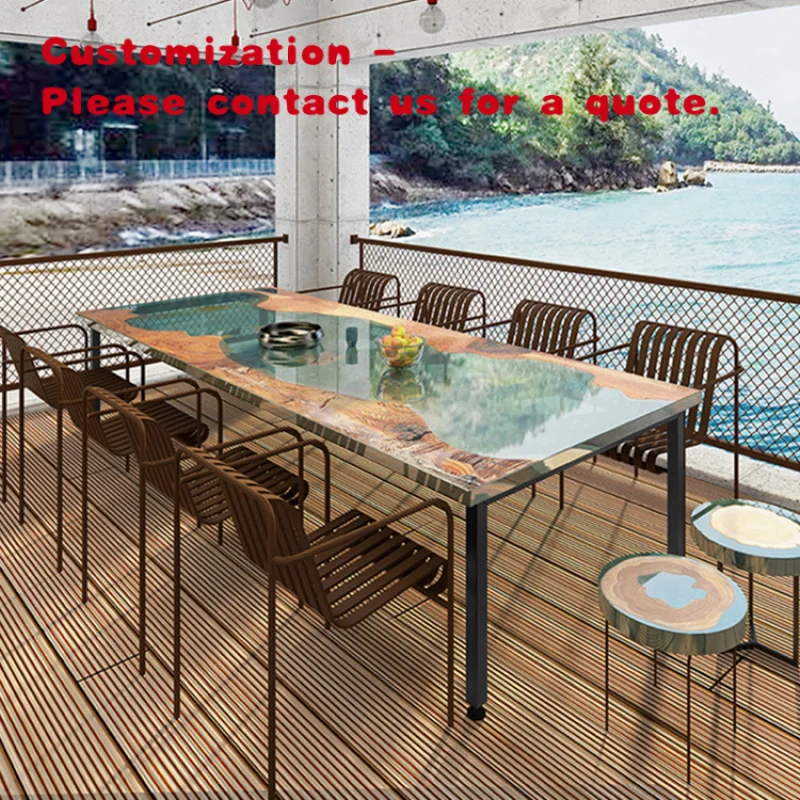 custom.Gmart Modern Epoxy Decorate Tables, Custom Made Home Furniture Solid Wood Dining Wooden Luxury Set Table Restaura