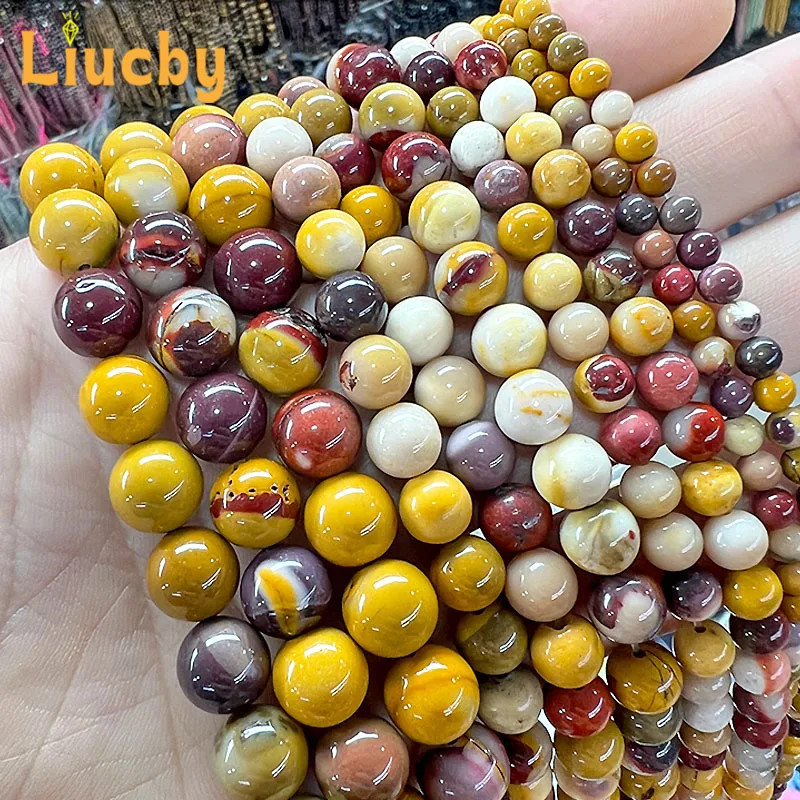 Naturstein Eigelbstein Glatte Perlen für Schmuckherstellung DIY Charm Armband Schlüsselanhänger Zubehör 15" Großhandel 4/6/8/10/12mm – Detail 5