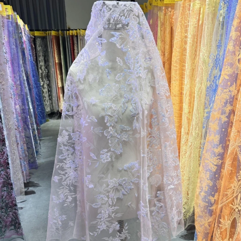 

10 Yards Pink Patterned Wedding Dress Fabric with Mesh Gold Spray Lace 150cm Wedding Party Spray gold Tull fabric