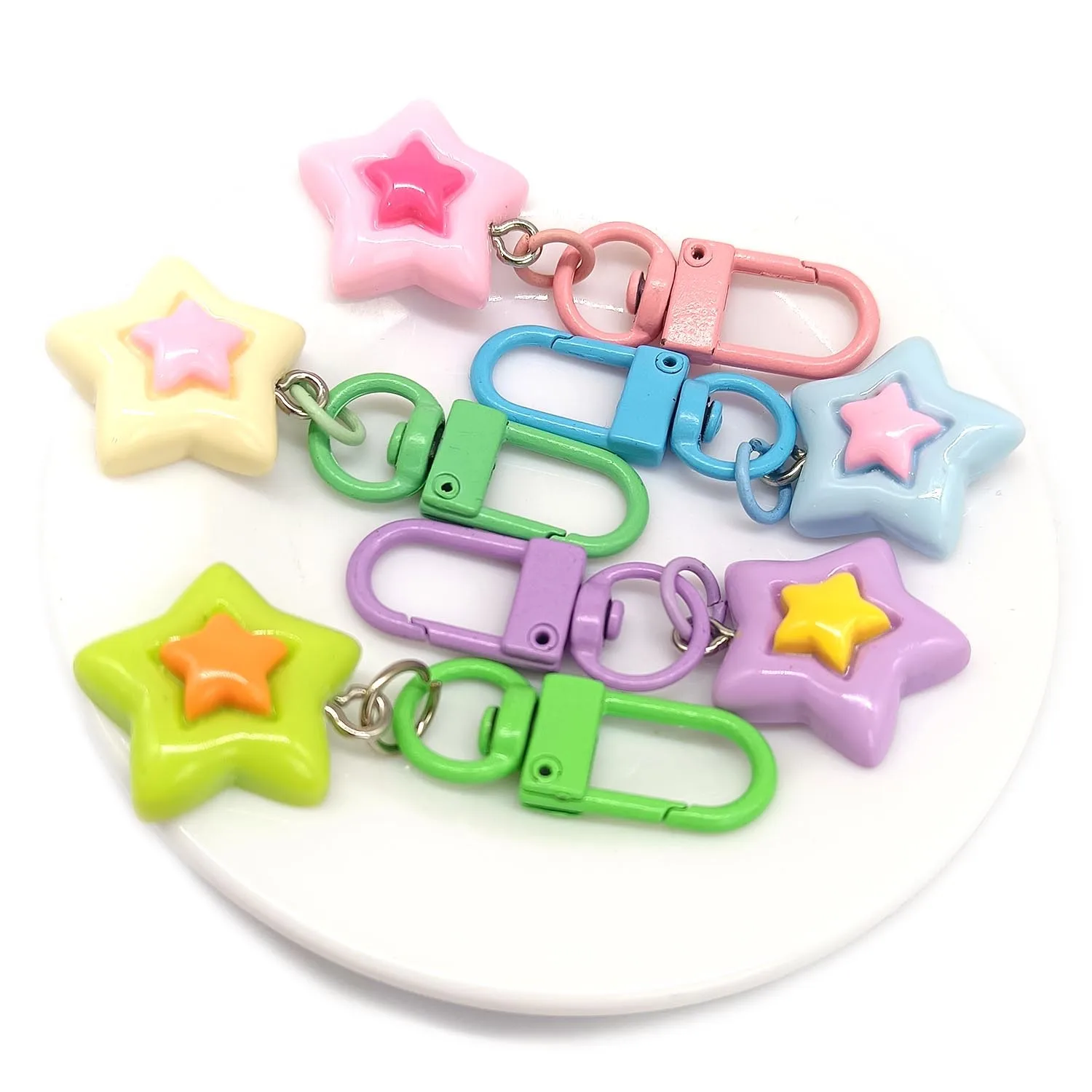 Cute Star Keychain Colorful Stars Pendant Keyring For Girls Backpack Charm Bag Accessories Gift