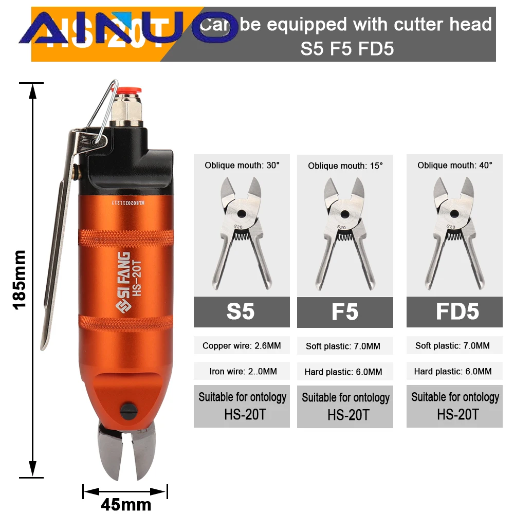 HS-20 Air Power Scissors Metal Scissors Shears Mini Pneumatic Cutting Plier Tools for Copper Wire Iron Cutting