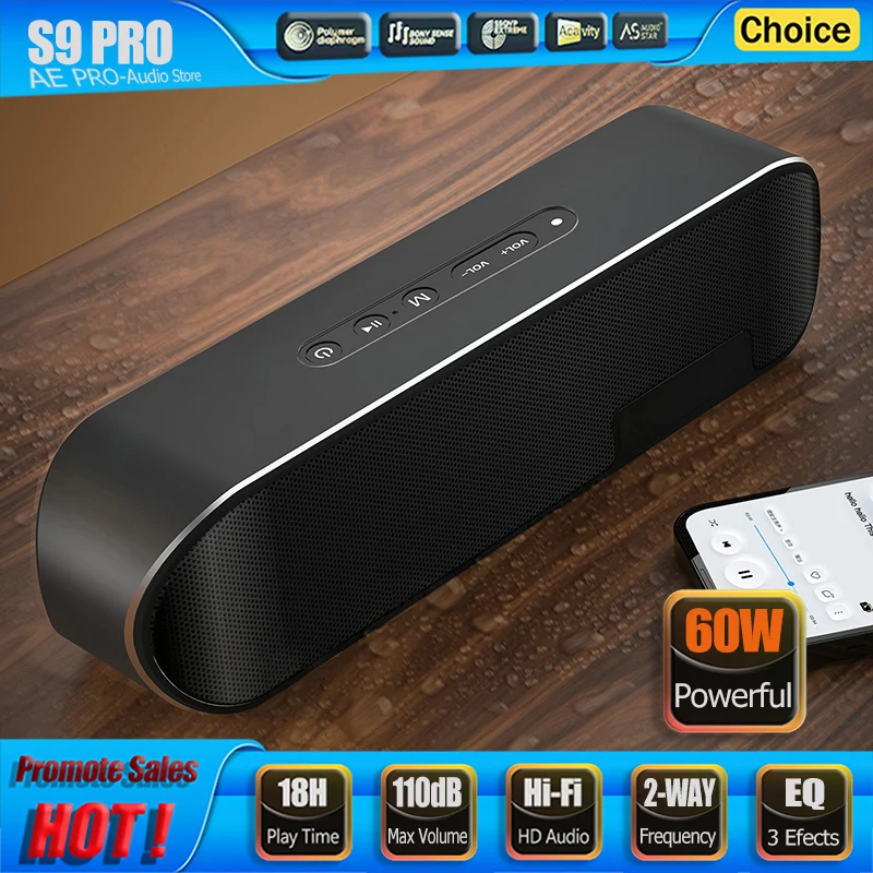 

Two-way Speaker 60W Wireless Bluetooth Speaker Aluminum Alloy Portable Subwoofer 2-Channel Audio EQ Stereo Sound Desktop Speaker