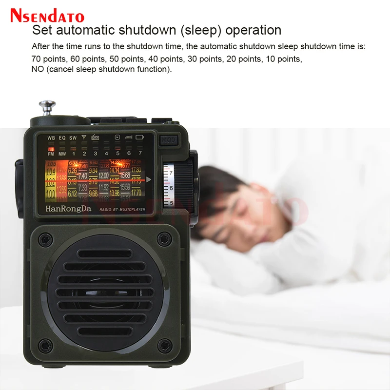HRD700 Radio AM FM MW SW Lettore musicale Mini radio Trasmissione full-band Lettore multimediale V5.0 compatibile con Bluetooth per scheda TF