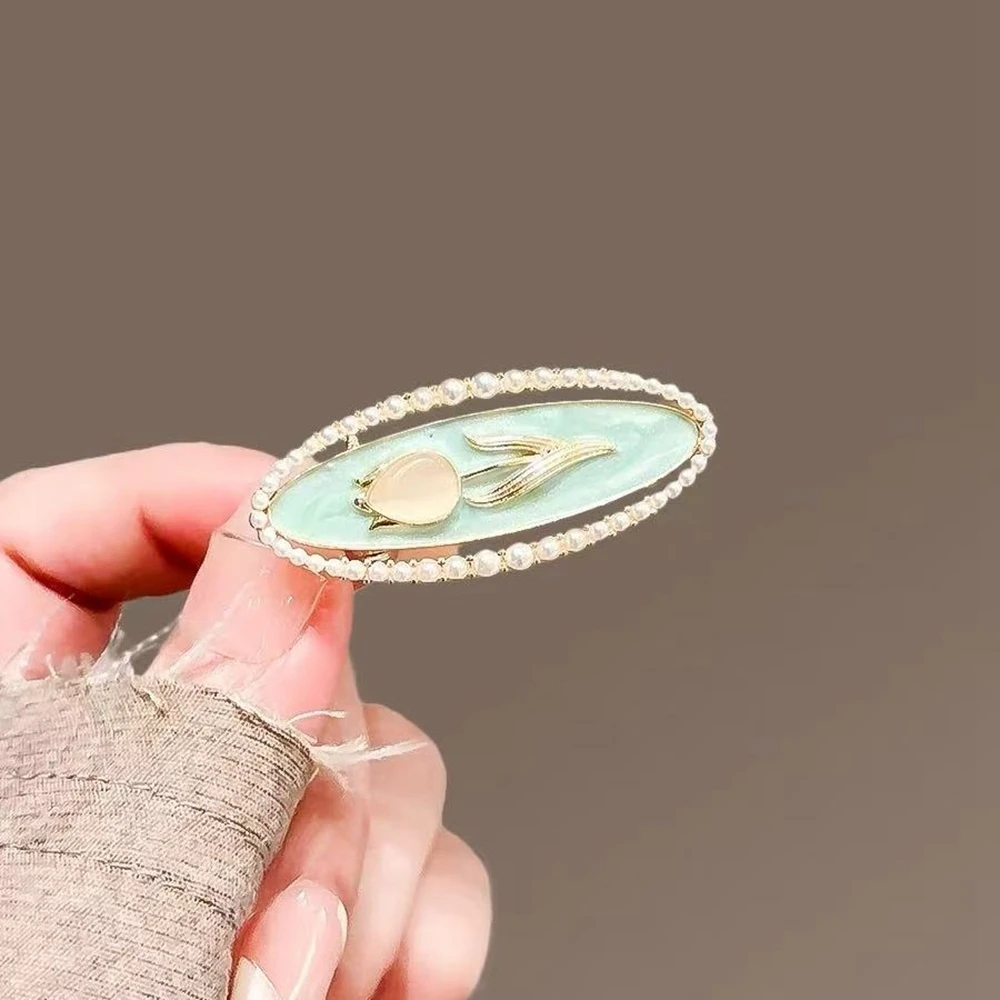 

Fashion Tulip Hair Clips New Pearl Geometric Hairpins Women Girls Side Bangs Decor Headwear