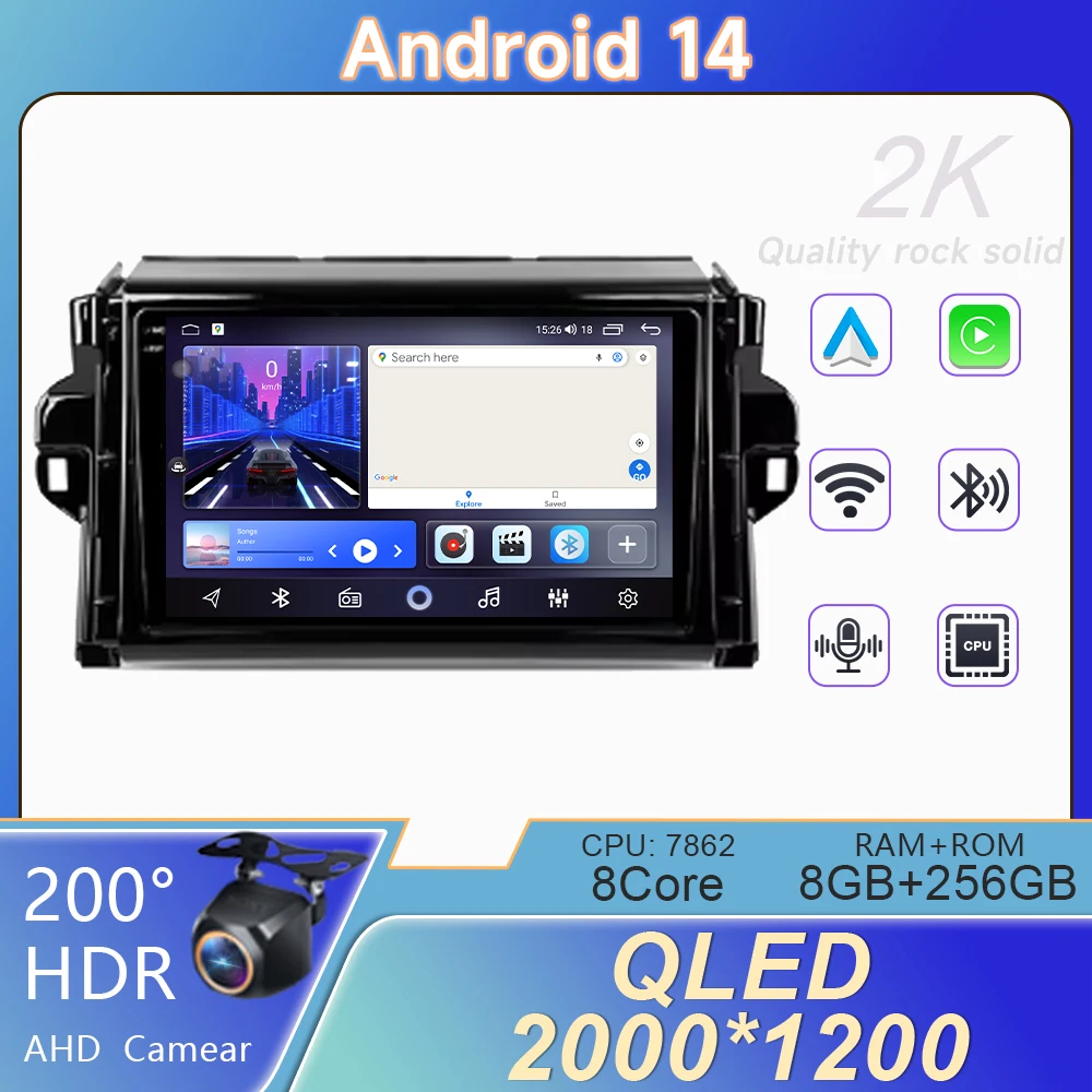 

Navigation Multimedia WIFI For Toyota Fortuner 2 2015 - 2020 Video Player Android Auto Car Radio GPS Stereo Carplay No 2din DVD