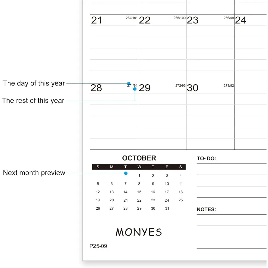 20252026 벽걸이 달력 17인치 x 12인치 학업용 달력 월간 달력 와이어 바인딩 및 걸이 고리 포함 대형 벽걸이 달력 책상용