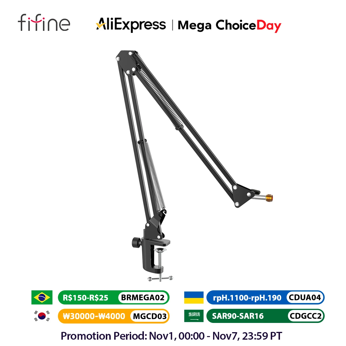 Mikrofon FIFINE Arm Boom, Boom suspensi dapat disetel dengan penjepit tugas berat, dudukan mikrofon gunting untuk merekam, Gaming,K688 K658-CS1
