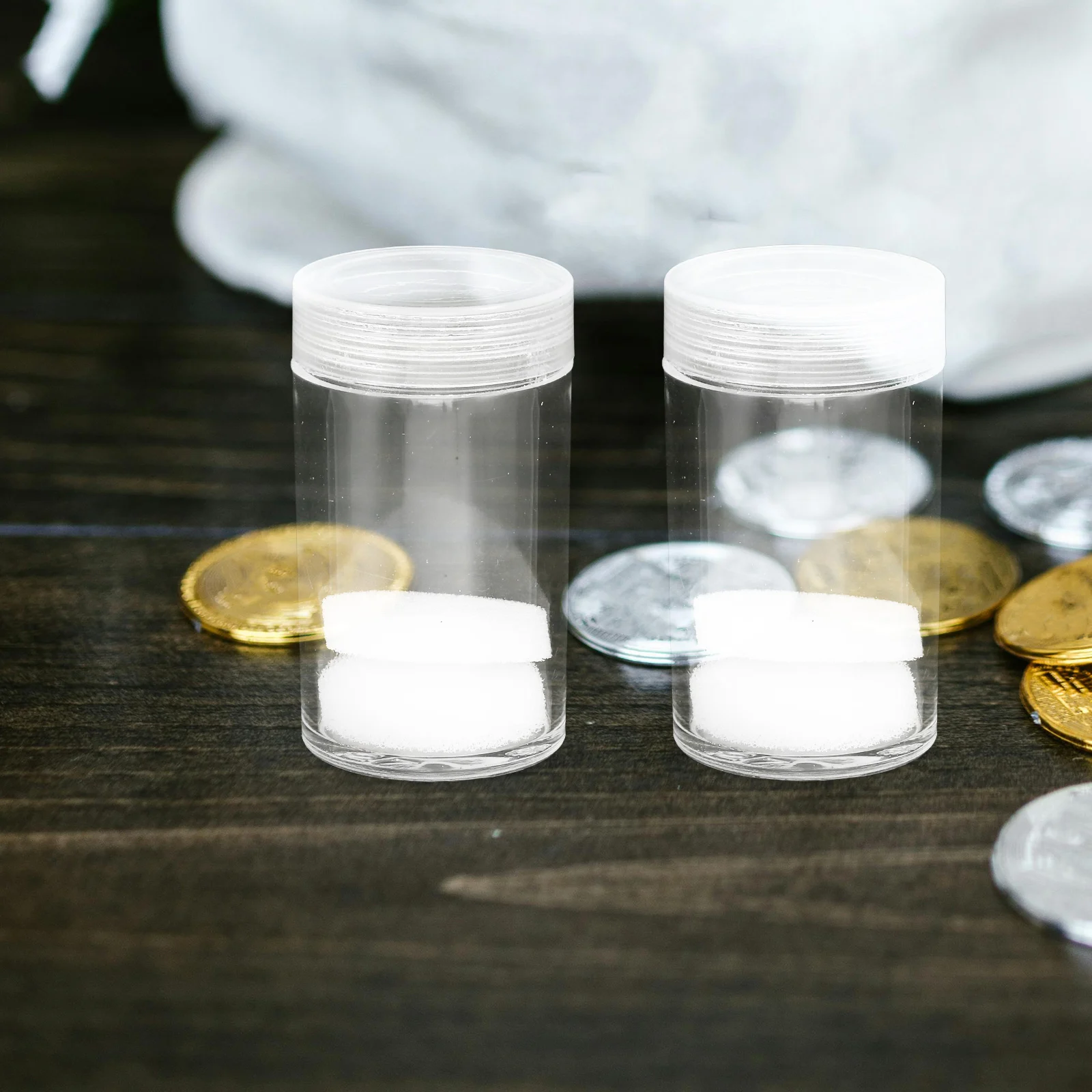 

10pcs Coin Storage Bucket Protective Case Airtight Hard Plastic Round Holder Collecting Supplies Space Saving Containers