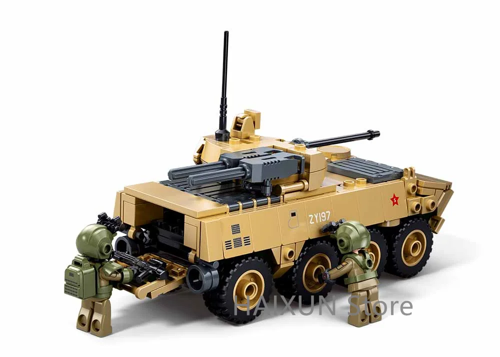Ensemble de blocs de construction de véhicule de combat d'infanterie à roues ZBL-19S, échelle 1:44, véhicule blindé militaire, briques de jouets avec 2 figurines