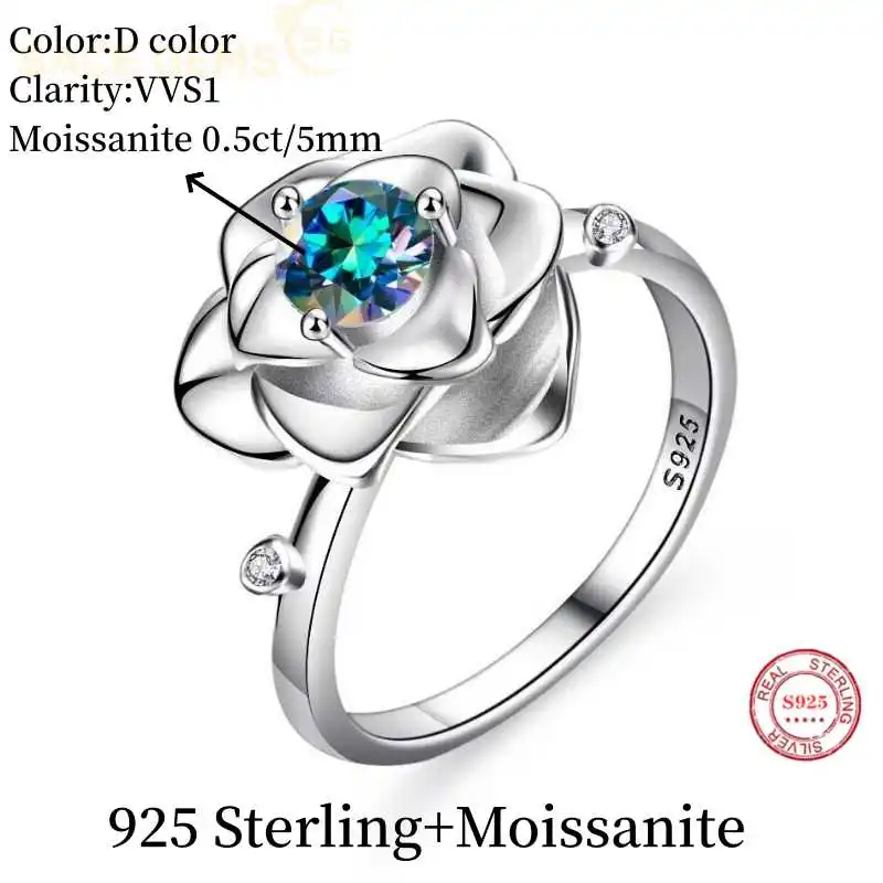 SACE GEMS-anillo solitario de diamante de laboratorio para mujer, anillo de moissanita de 0,5 CT, certificado GRA, VVS1, promesa de compromiso, joyería de banda de boda