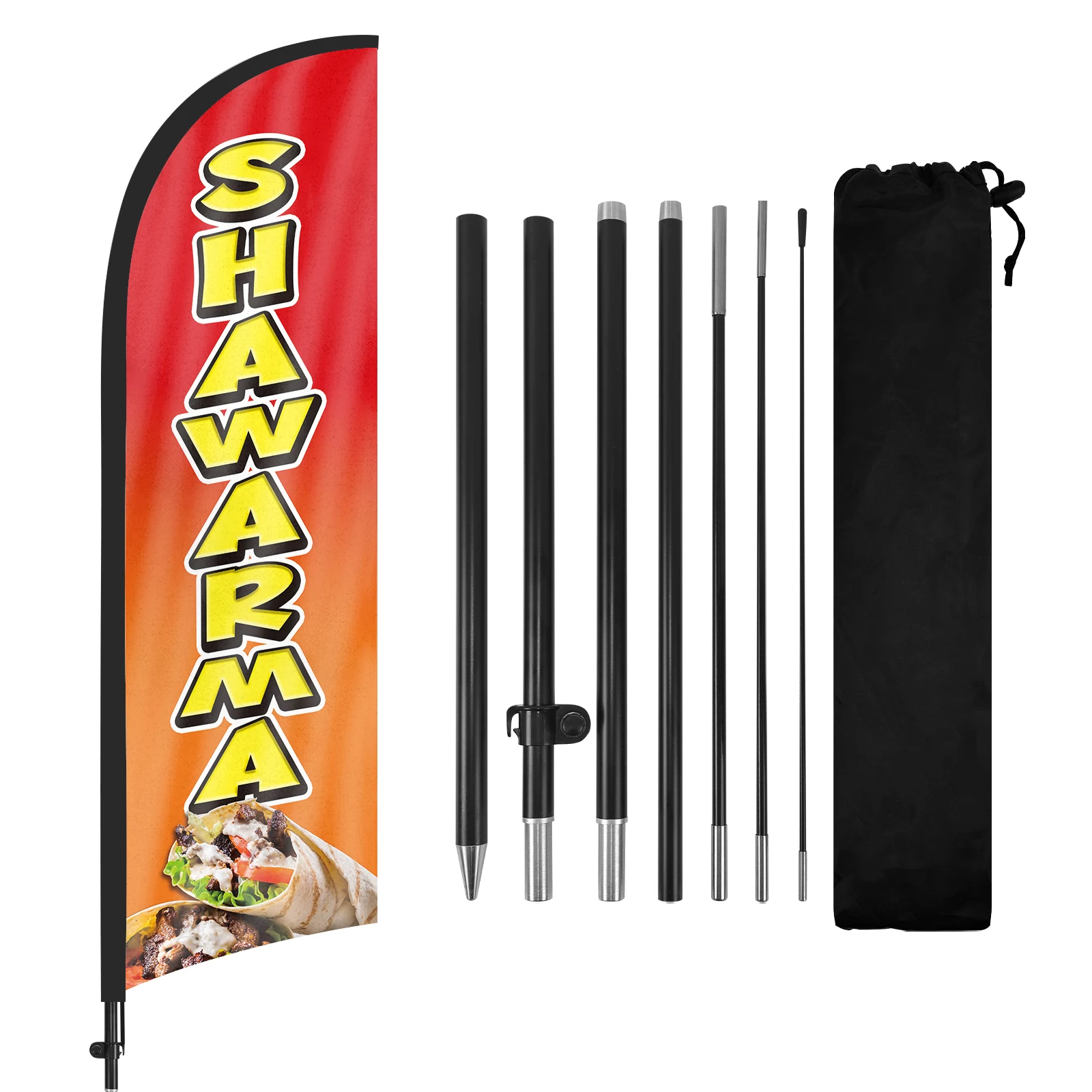 

FSFLAG 1PCS 280CM The Shawarma Feather Flag with Flagpole Advertising Outdoor Banner Decoration for Businesse and Storefront