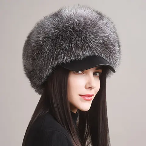2025 neue Mode Earflap Hut Winter frauen Hut Echt Fox Pelz Hüte Kopfbedeckungen Russische Mädchen Echt Fox Pelz Beanies kappe