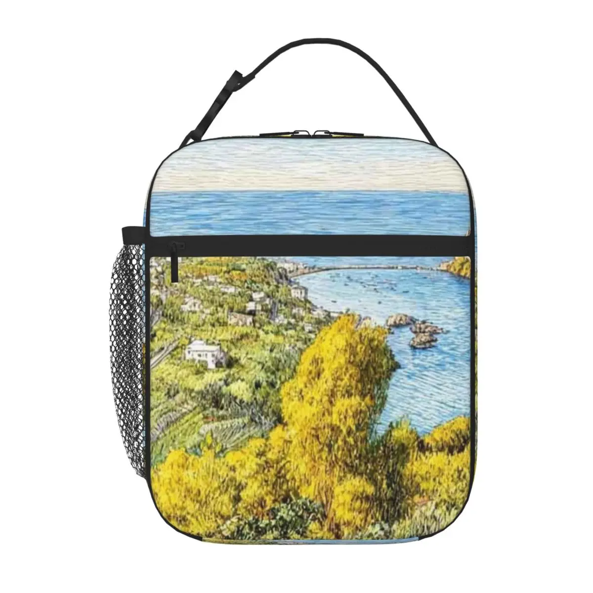 Bestselling Aragonese Ischia Italy Patchwork Insulated Food Bag Outdoor Construction Leakproof Lunch Bag