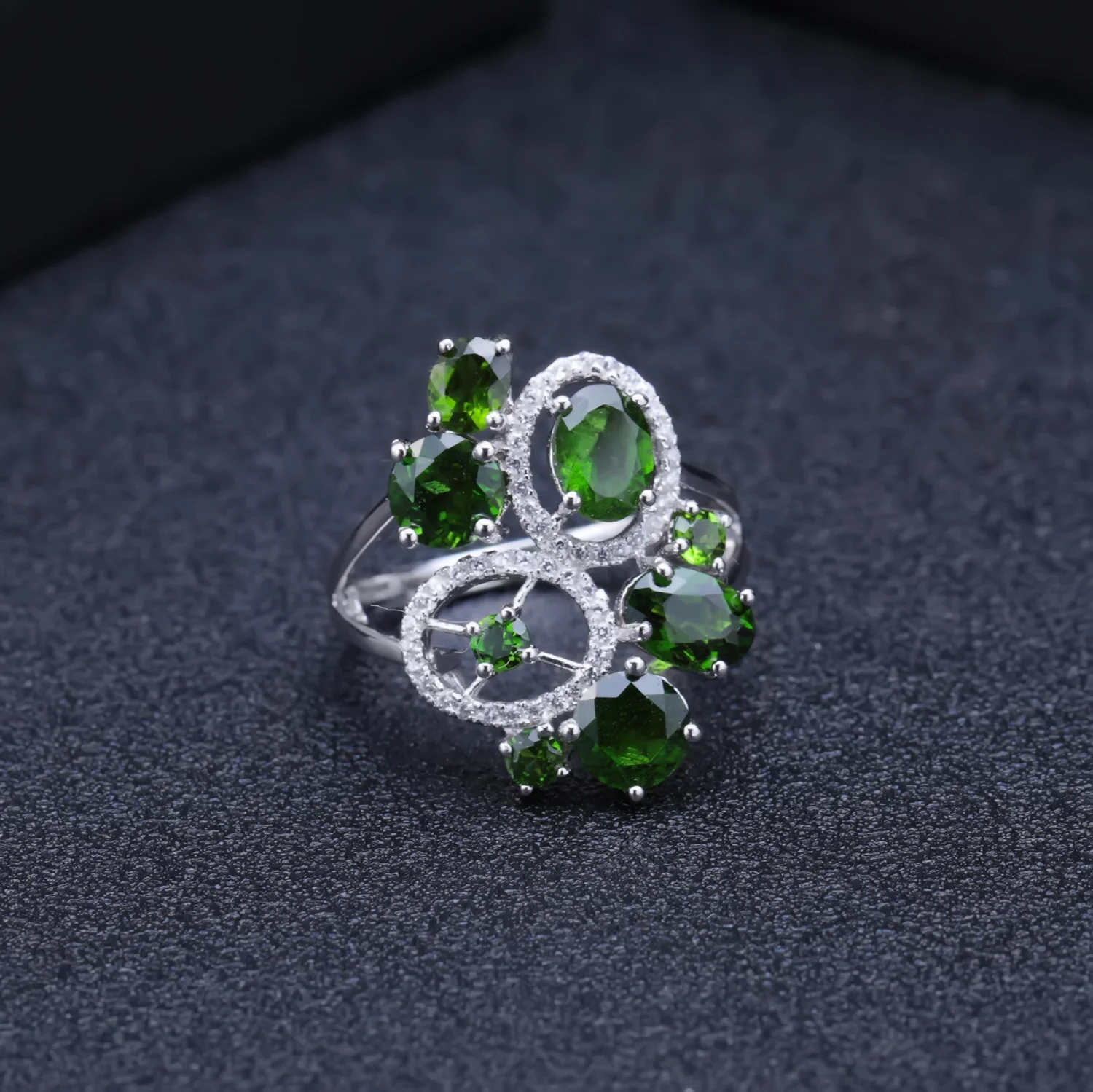 brand genuine real jewels Light Luxury Design Diopside Fashion Premium Sense s925 Sterling Silver Inlaid Natural Colorful Treasu