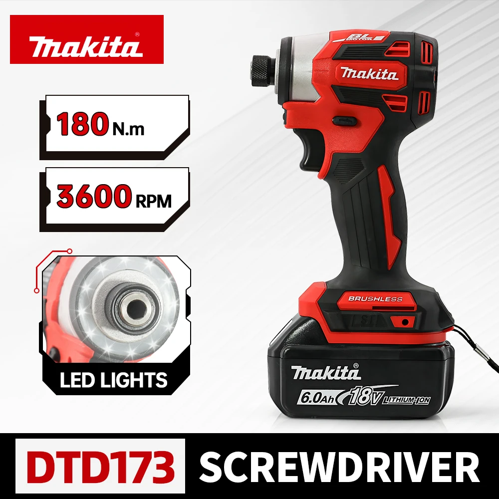Makita DTD173 18V Brushless Electric Screwdriver 180Nm Multicolor Home Improvement DIY Wood Bolt T-Mode Screwdriver