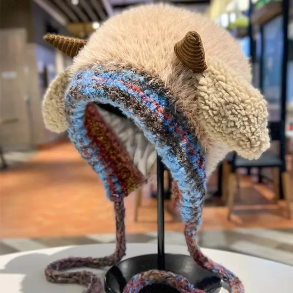 الأزياء الكورية نمط الأذن حماية قبعة الكرتون لينة لامب قبعة صغيرة الأذن الصوت القبعات أفخم البلوز القبعات في الهواء الطلق