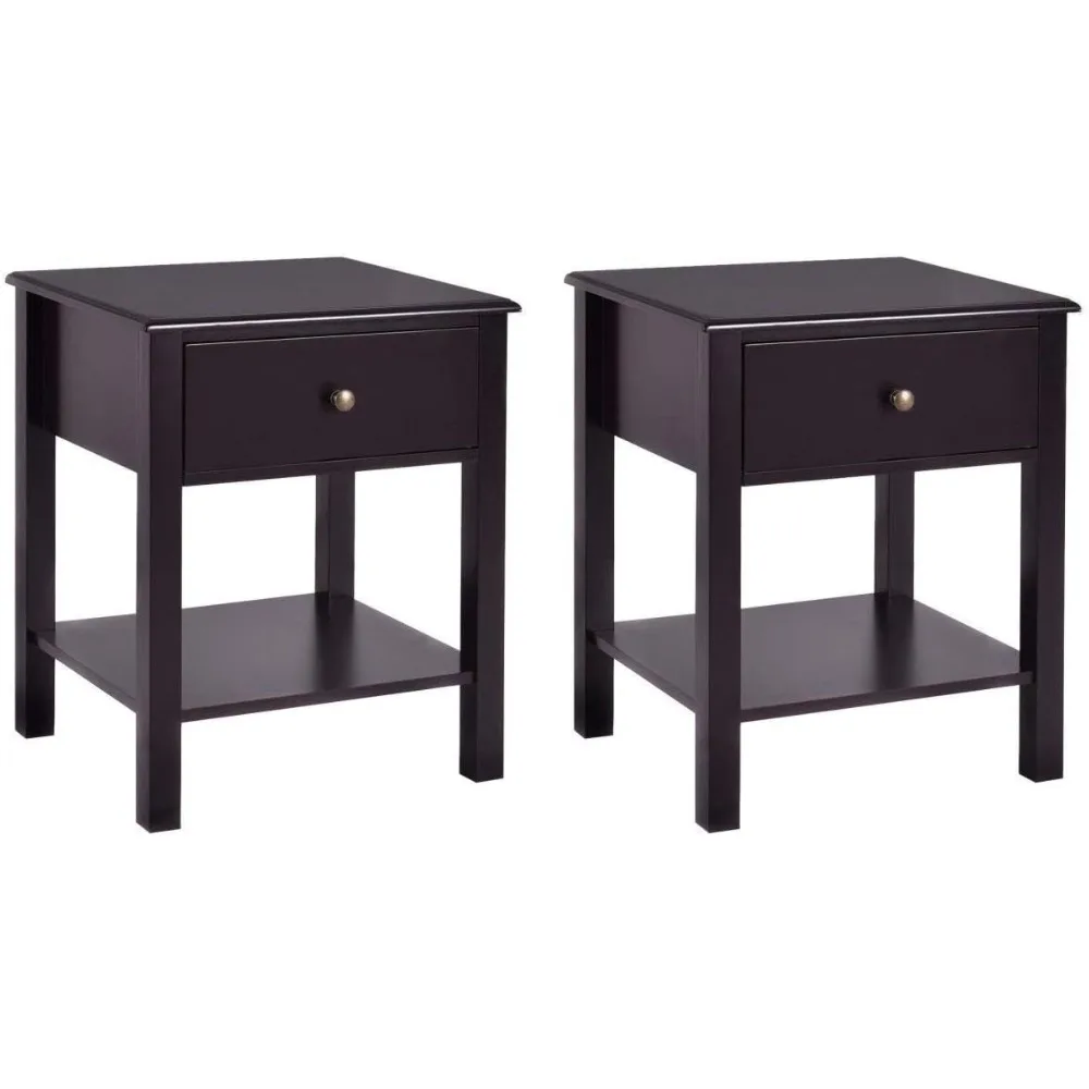 

end table wood nightstand storage display bedroom furniture with drawer shelf beside brown (2)