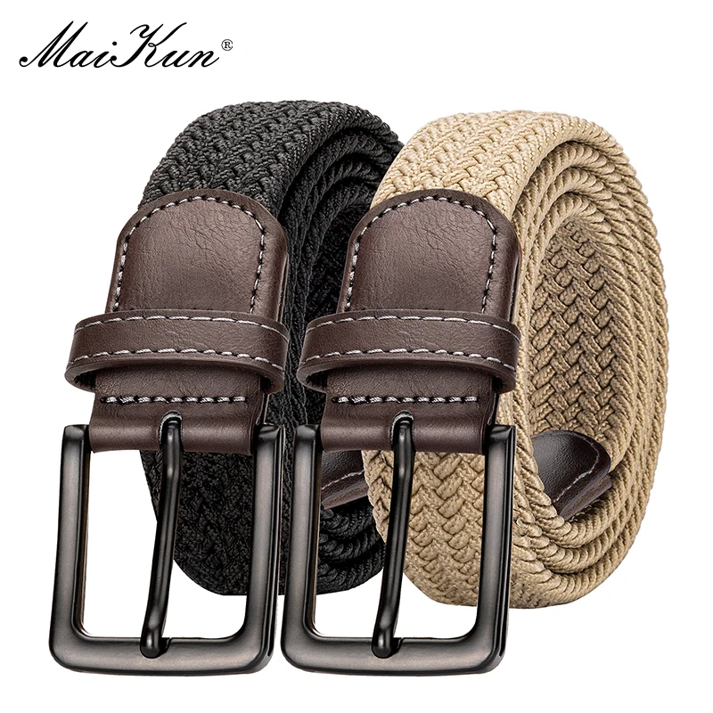 MaiKun 2PCS Leinwand Männer Gürtel Mode Elastische Metall Pin Schnalle Militärische Taktische Raided Stretch Woven Gürtel Für Männer Für arbeit