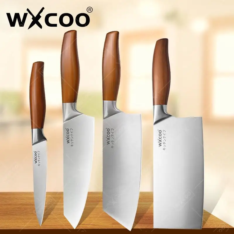 WXCOO Japanische Küchenmesser Kochwerkzeug Sushi Messer Schneiden Santoku Messer Edelstahl Fischfilet Fleisch Hackmesser Kochmesser