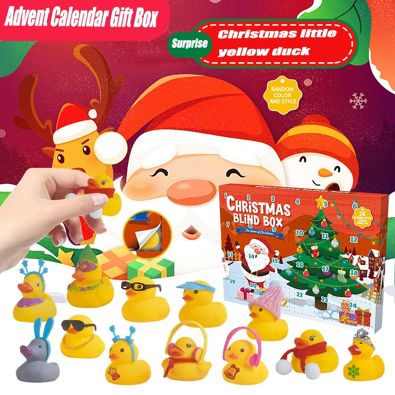 

Christmas 24 Days Countdown Advent Calendar with 24 Rubber Ducks for Boys, Girls, Kids and Toddlers, Christmas Party Favor Gifts