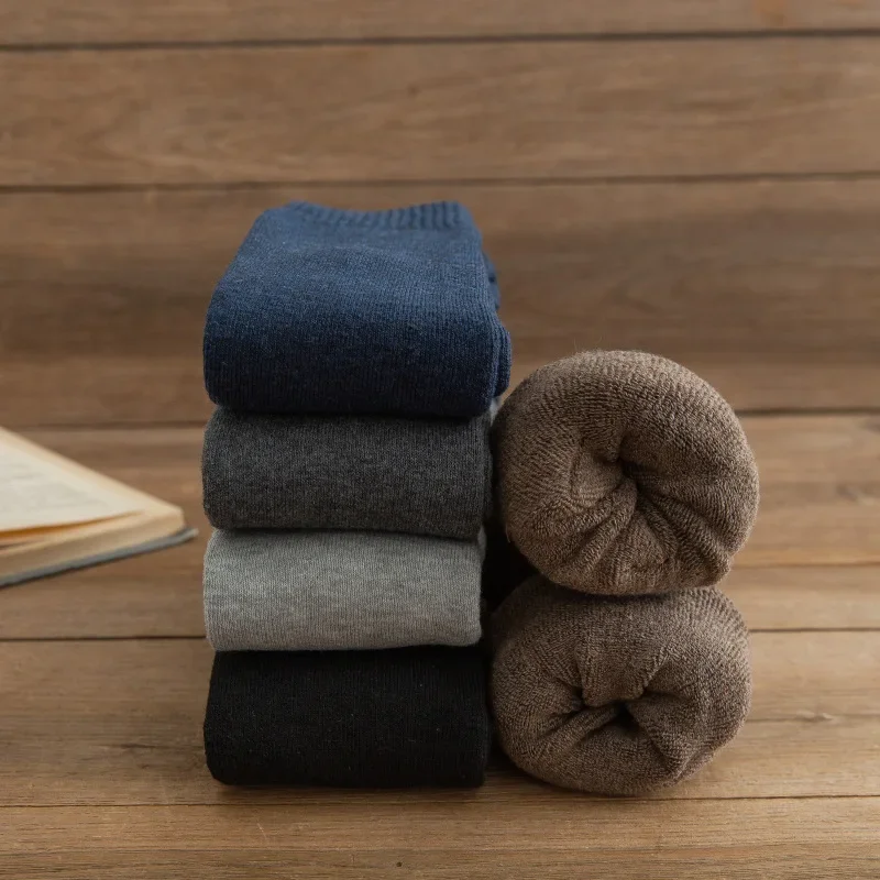 

1 пара зимних мужских длинных носков до колена из шерсти, теплые компрессионные носки, утолщенные хлопковые носки-чулки, подарок