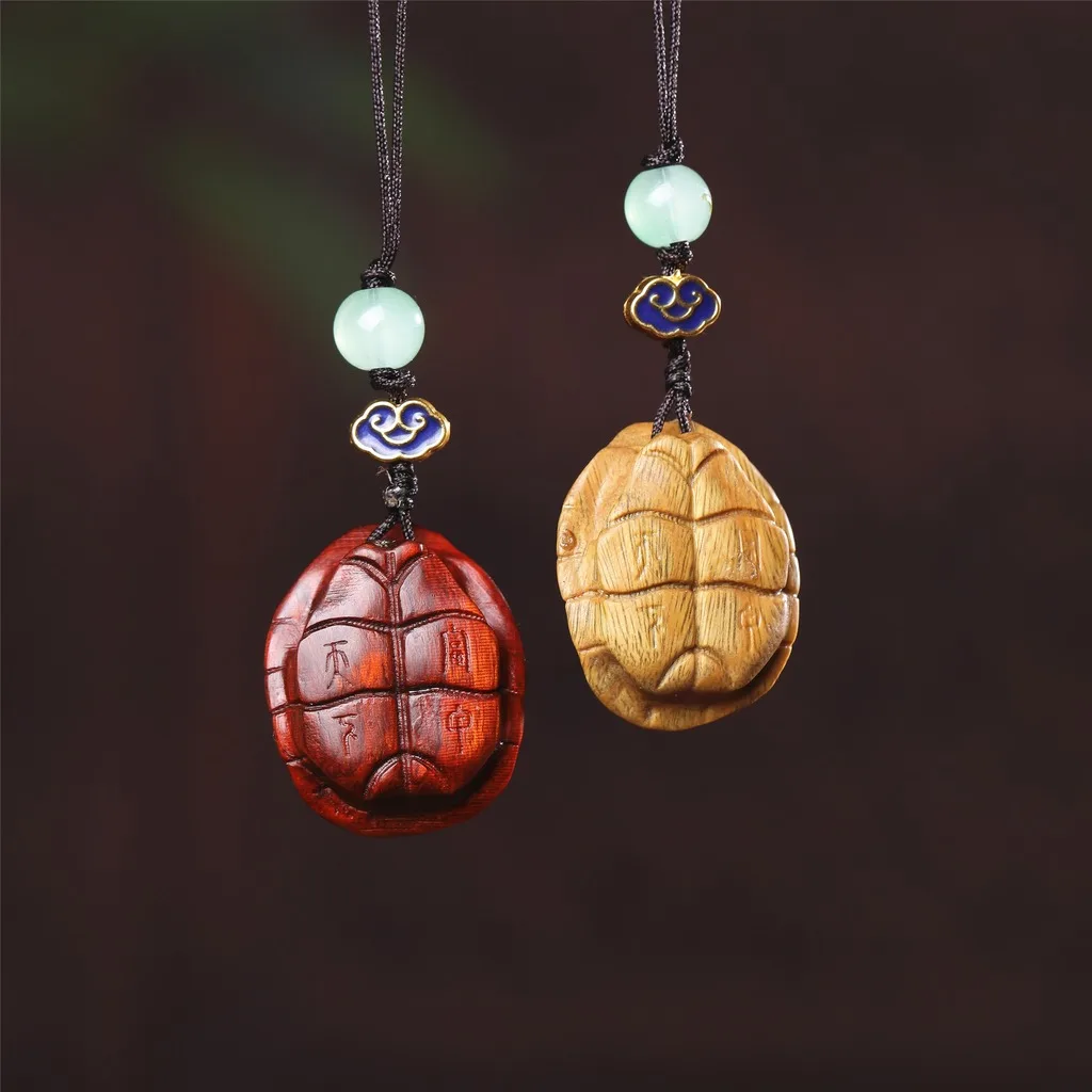 Hand Carved Wooden Turtle Shell Phone Charm Strap Lucky Fortune Tortoise Keychain Sandalwood Car Hanging Gift Women Men