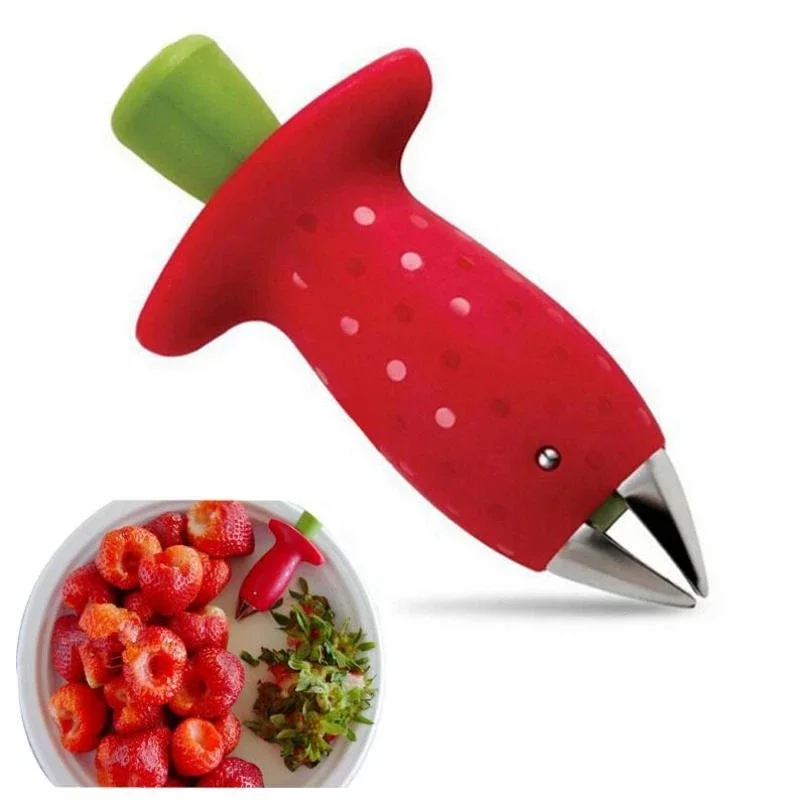 Best Strawberry Core Peeling Tool Metal Plastic Fruit Leaf Knife Stem Remover Gadget Hullers Salad Cake Make Kitchen Accessories