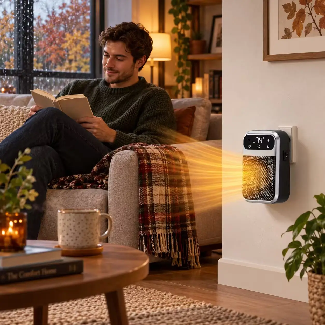 880W Wall-Mounted Home Heater, Available in Packs of 2 or 1, Small Portable Electric Heater, LED Temperature Control Display, Fast Heating, Multiple Modes, Adjustable Temperature, Overheat/Tip-Over Protection, Portable Heater Fan, Suitable for the Living