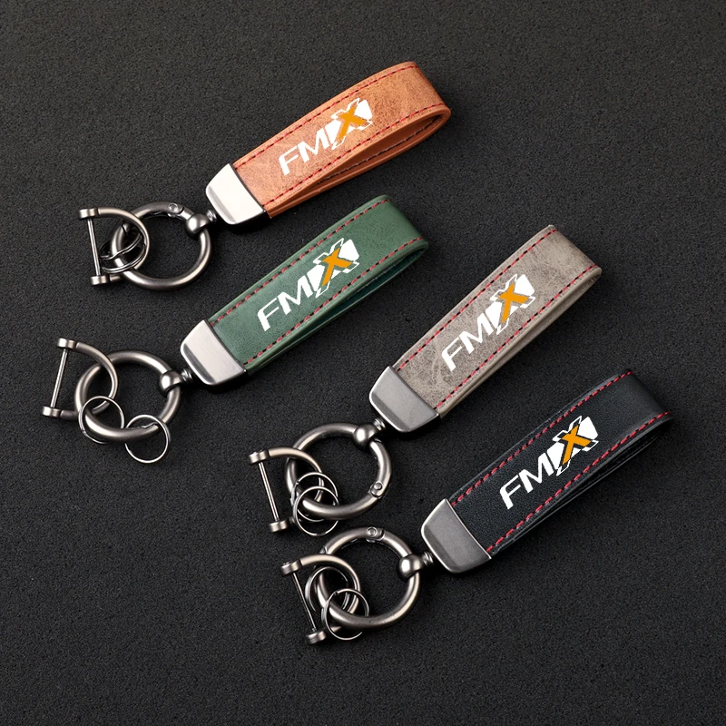 Premium leather Ultra-clear printing Metal fob key chain For Volvo truck FMX  Accessories