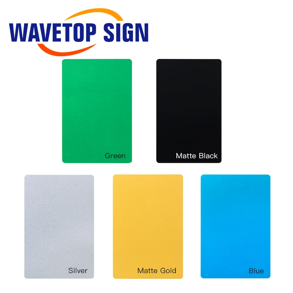 WaveTopSign 100 قطعة T 0.2 مللي متر بطاقات اسم الأعمال سبائك الألومنيوم متعدد الألوان الصفائح المعدنية اختبار المواد لآلة الوسم بالليزر