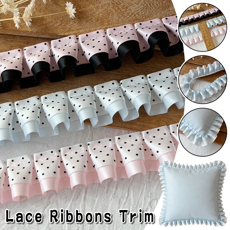5M 3M Lace Accessories Pleated Lace Ribbons Trim for Sewing Garment Dress Hem DIY Headdress Badge Base Card Holder Decoration