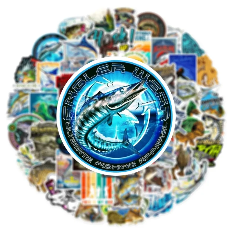 50 個漫画屋外釣り落書きラップトップスーツケースデスクスケートボード子供の装飾防水ステッカーホリデーギフト