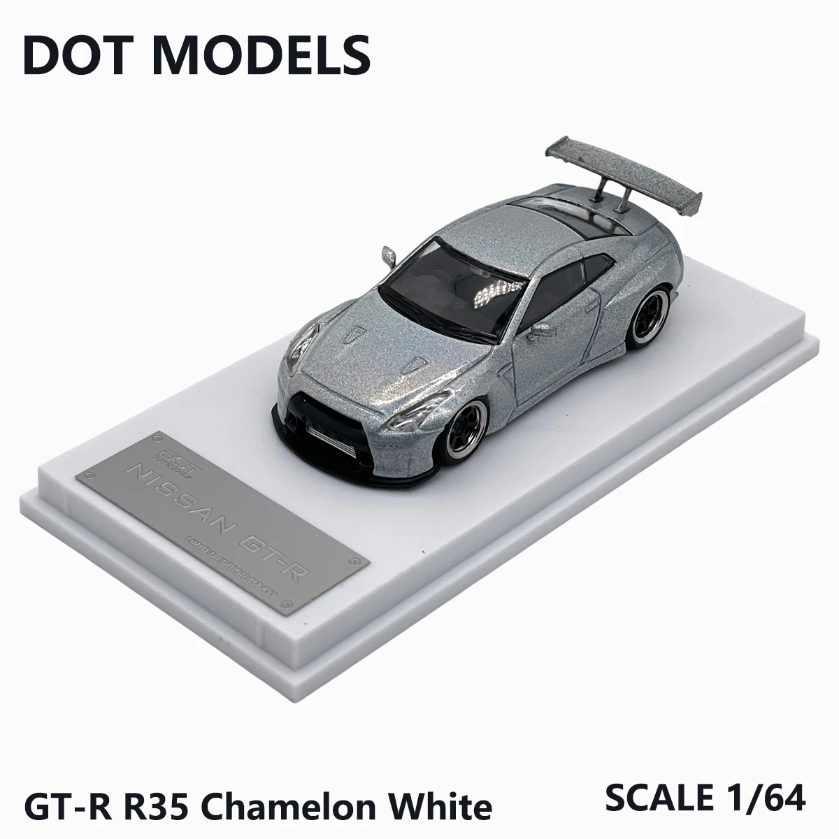 DOT Models 1:64 GT R R35 Rocket Bunny Widebody Chameleon White JDM Tuner Diecast Model Car In Stock Ready To Ship