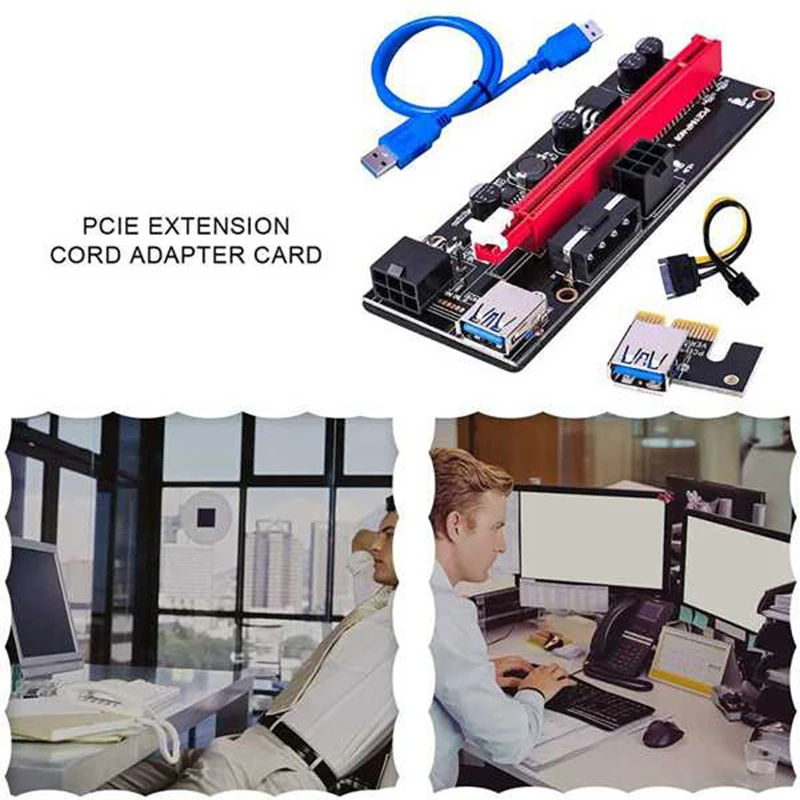 6 шт. плата адаптера Pci-E Ver009S PCI-E 1X до 16X 6-контактный/4-контактный USB-удлинительный графический кабель-адаптер для горных машин