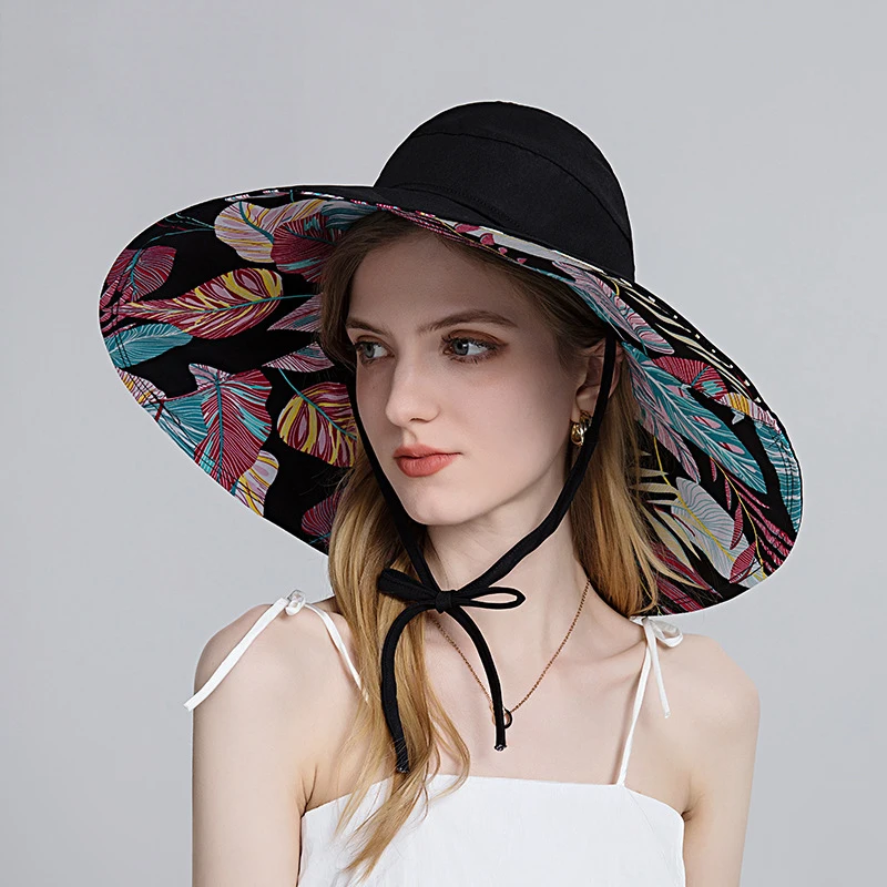 Women  Wide Brim Sun Hats Metal Wired Edge Summer UV Protection Boho Hat for Beach Hiking Garden Travel