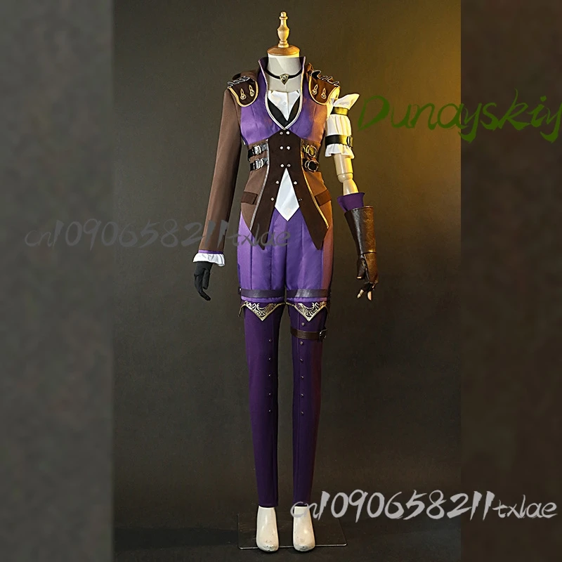 Juego LOL Caitlyn Kiramman Sheriff of Piltover disfraz de Cosplay pequeño pastel abrigo uniforme peluca mujer Sexy traje de Carnaval personalizado