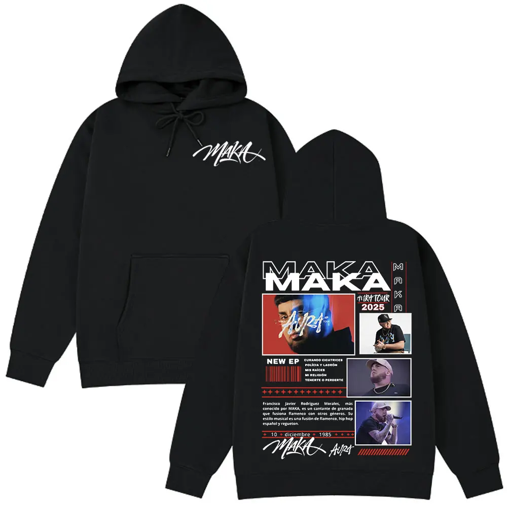 

Rapper Maka Aura 2025 Concert Tour Merch Hoodies Men Women Vintage Fashion Hooded Sweatshirts Hip Hop Oversized Pullovers Hoody