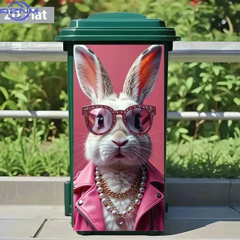 2D 1PCTrash Can Sticker[Title Translated, Do Not Change]Fashionable Trendy Rabbit Has Arrived Theme Design Wall Sticker Self-A