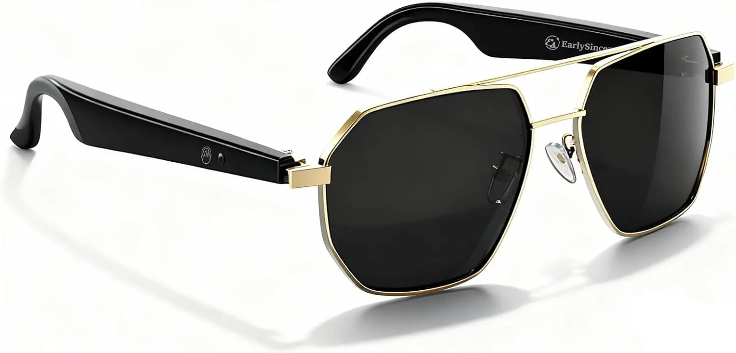 

EarlySincere 2026 AI Smart Glasses | 164-Language Real-Time Translation Voice Call IP65 Waterproof Pilot Sunglasses