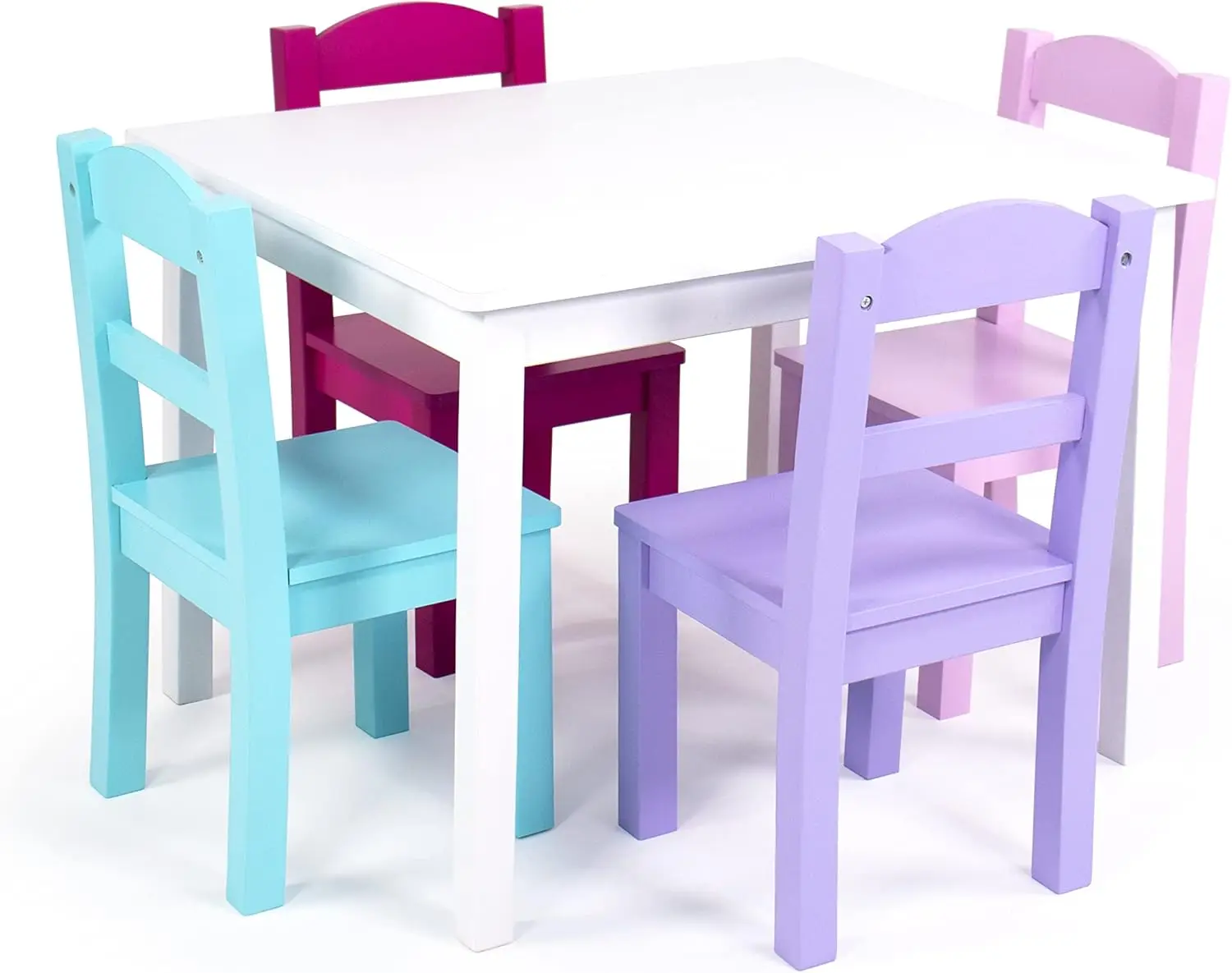 

Wood Table & 4 Chairs Set-White, Pink, Purple Forever Collection