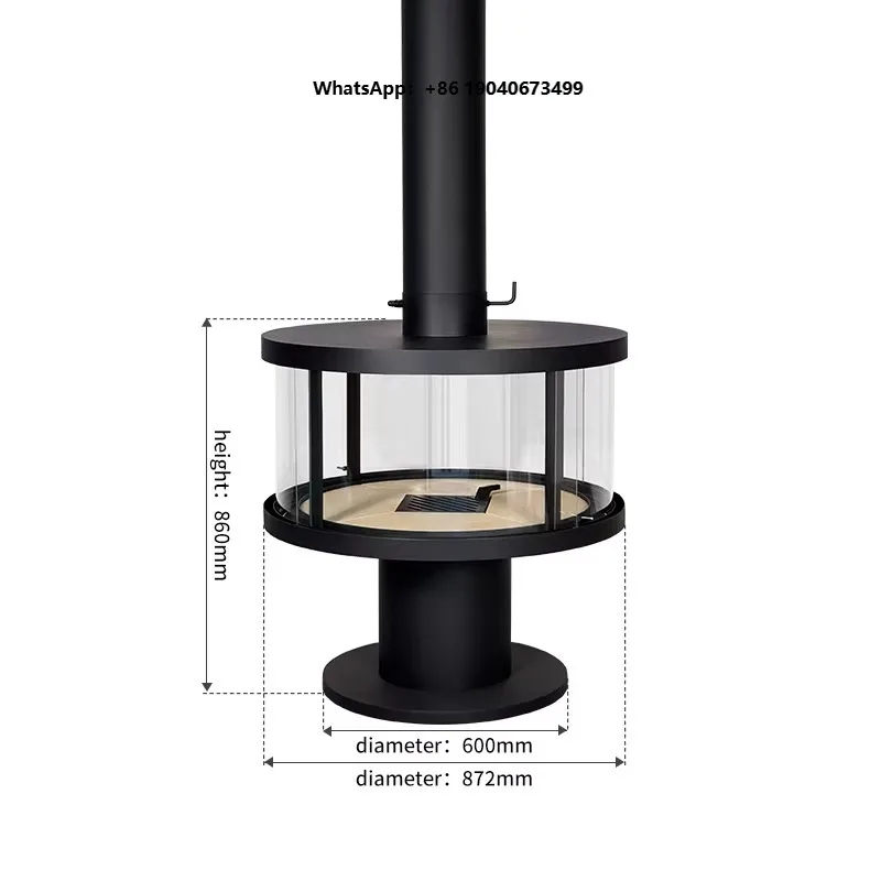 Round Large Capacity Smokeless Wood Burning Stove Indoor Heating Fireplace for Villa Homestay xyl