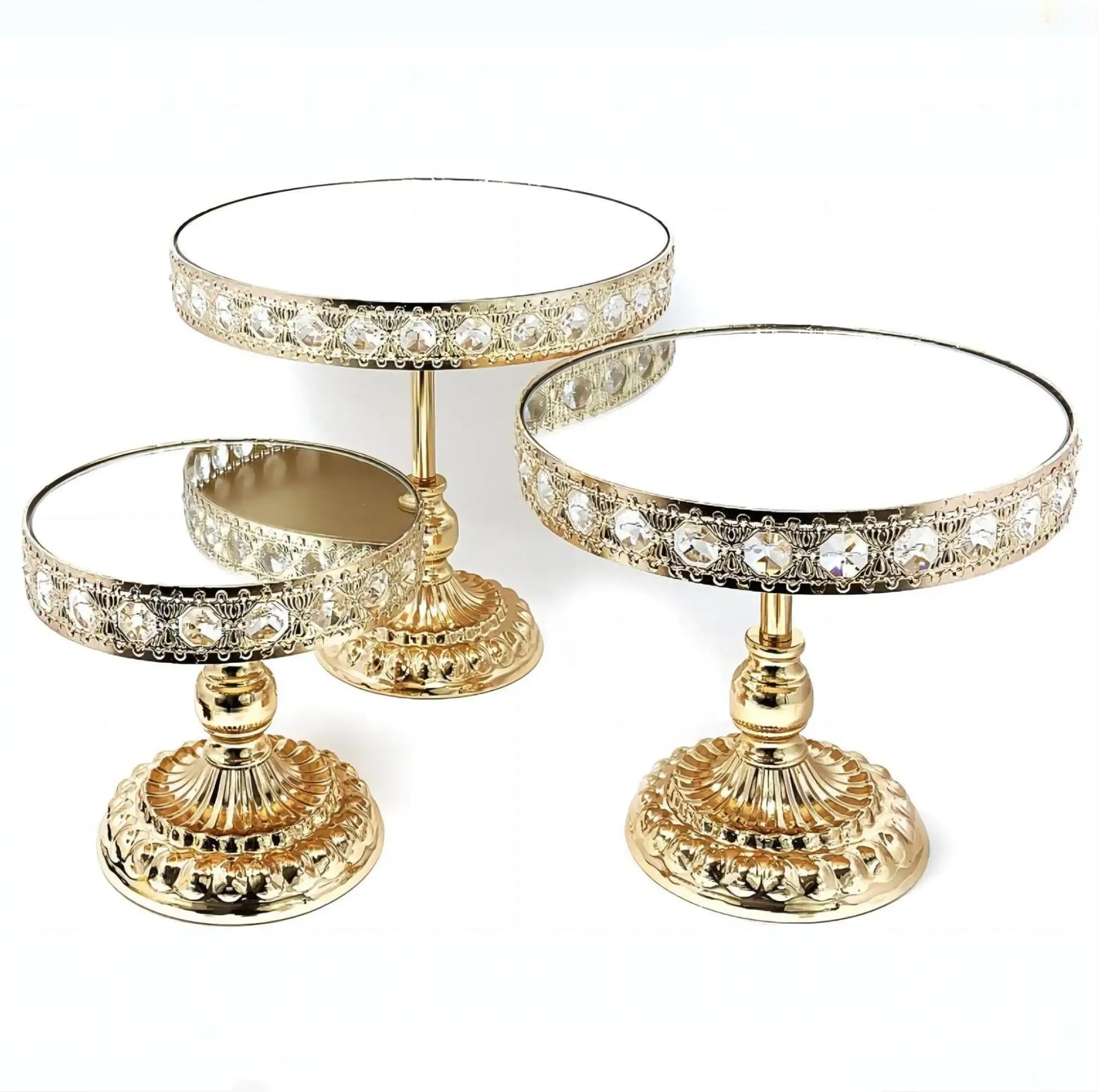 Wedding props, iron gilt cake stand, home decoration crystal tray, metal dessert table